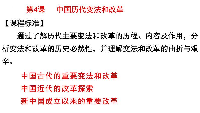 2022-2023学年高中历史统编版2019选择性必修1第4课 中国历代变法和改革 课件01