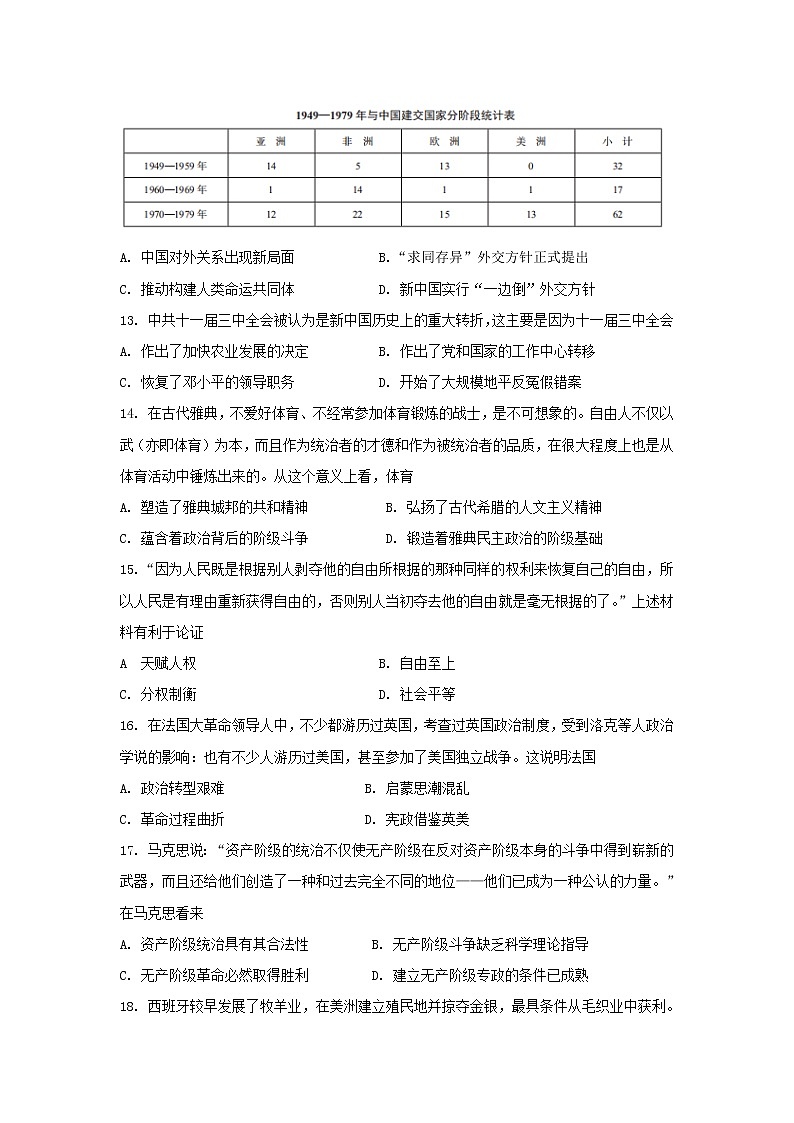 江西省宜春市第九中学2022-2023学年高二上学期开学考试历史试题03
