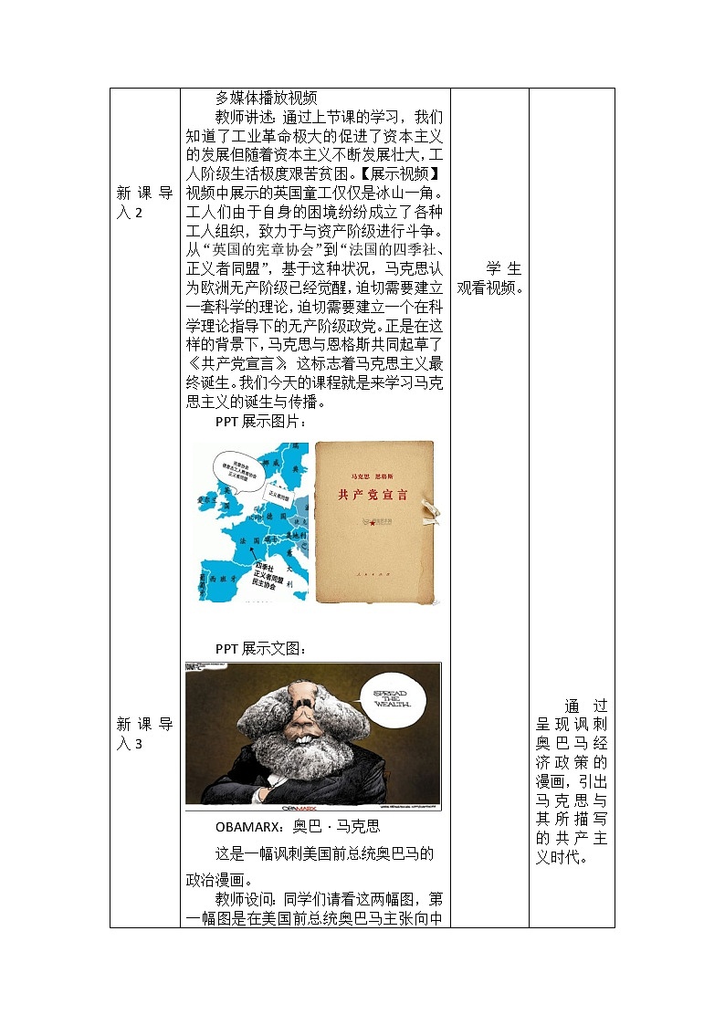 2021-2022学年高中历史统编版（2019）必修中外历史纲要下册第11课 马克思主义的诞生与传播 教学设计03