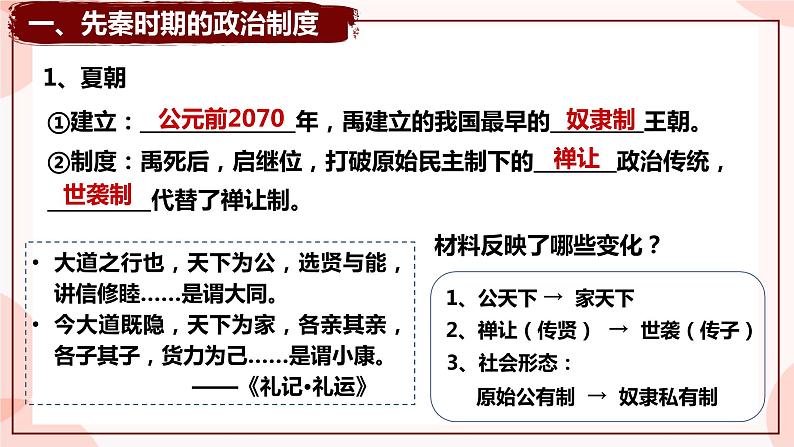 第1课 中国古代政治制度的形成与发展 课件 高中历史人教部编版 选择性必修102