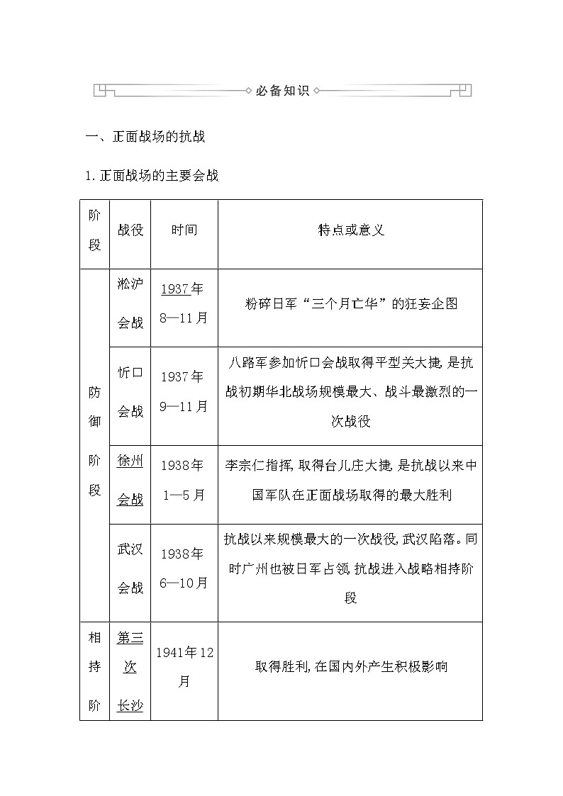 人教版高中历史必修中外历史纲要上第八单元中华民族的抗日战争和人民解放战争学案03