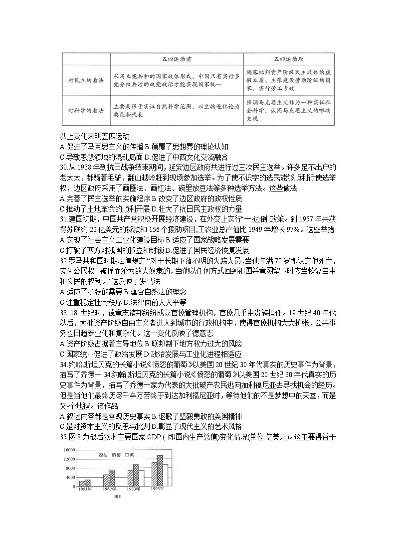 贵州省六校联盟2022-2023学年高三上学期高考实用性联考（一）文科综合历史试题（含答案）第2页