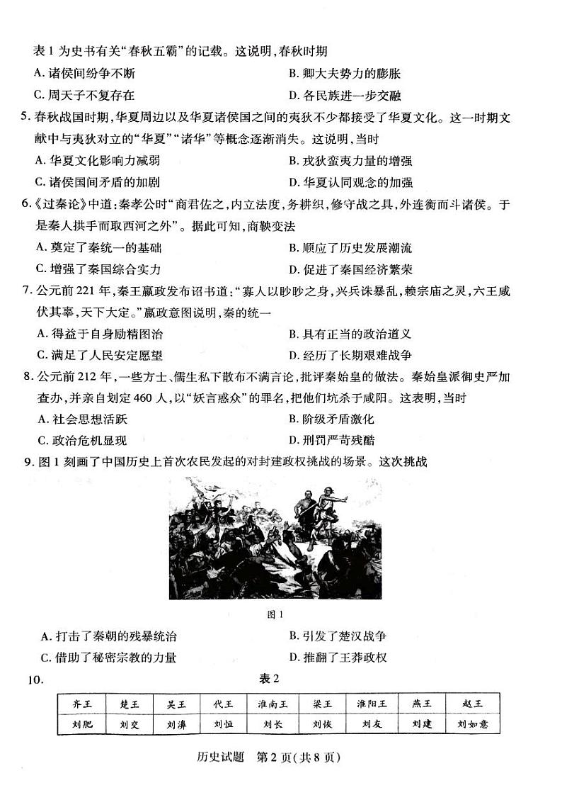 河南省信阳市2022-2023学年高一上学期阶段性测试（一）历史试题第2页