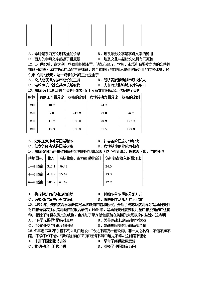江苏省扬州中学2023届高三历史上学期开学考试试题（Word版附答案）03