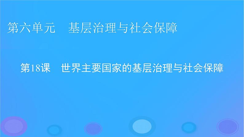 2022秋新教材高中历史第六单元基层治理与社会保障第18课世界主要国家的基层治理与社会保障课件部编版选择性必修1第1页