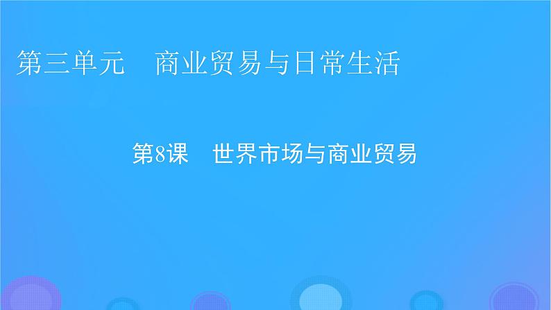 2022秋新教材高中历史第三单元商业贸易与日常生活第8课世界市场与商业贸易课件部编版选择性必修201