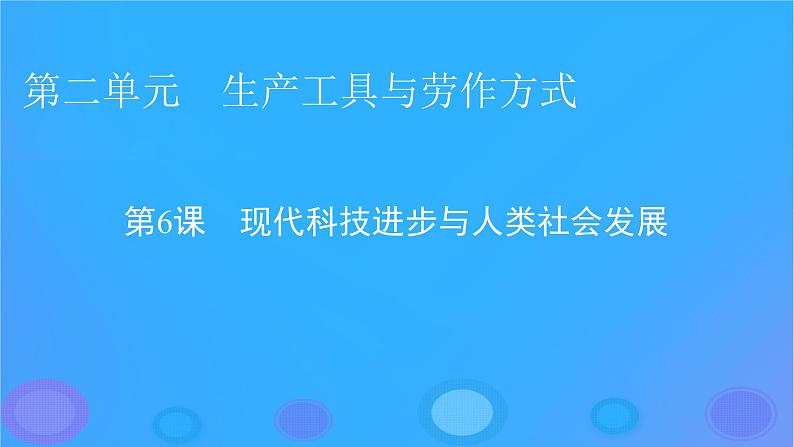 2022秋新教材高中历史第二单元生产工具与劳作方式第6课现代科技进步与人类社会发展课件部编版选择性必修2第1页