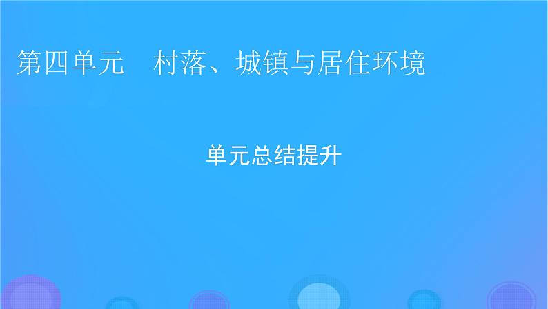 2022秋新教材高中历史第四单元村落城镇与居住环境单元总结提升课件部编版选择性必修2第1页