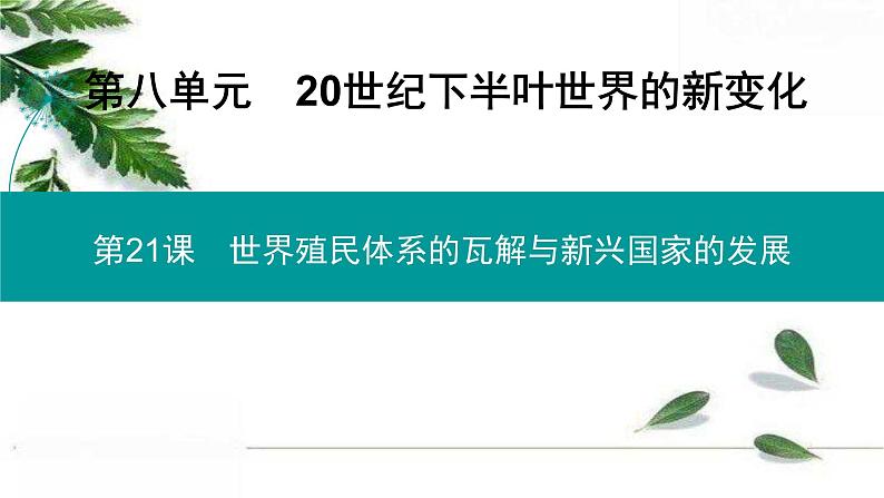 高中历史统编版必修下册课件：第八单元　第21课 世界殖民体系的瓦解与新兴国家的发展第1页