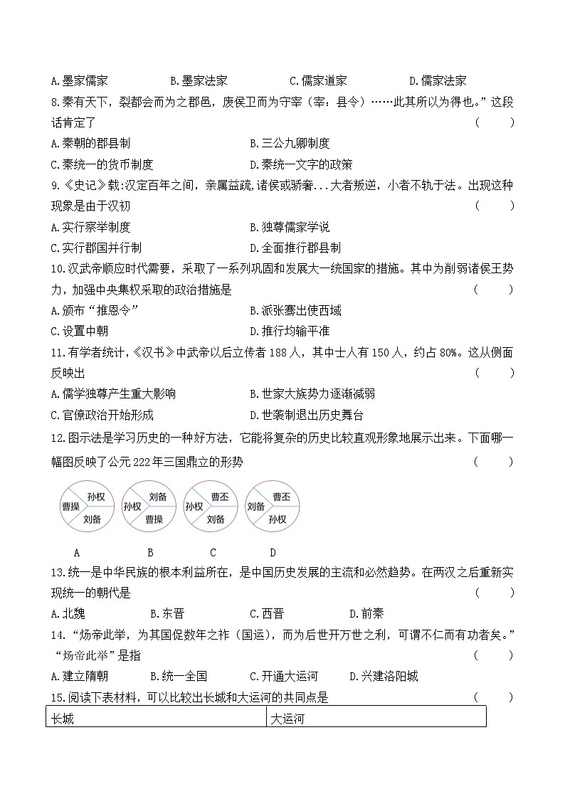 黑龙江省鸡西市第四中学2022-2023学年高一上学期第一次月考历史试题第2页