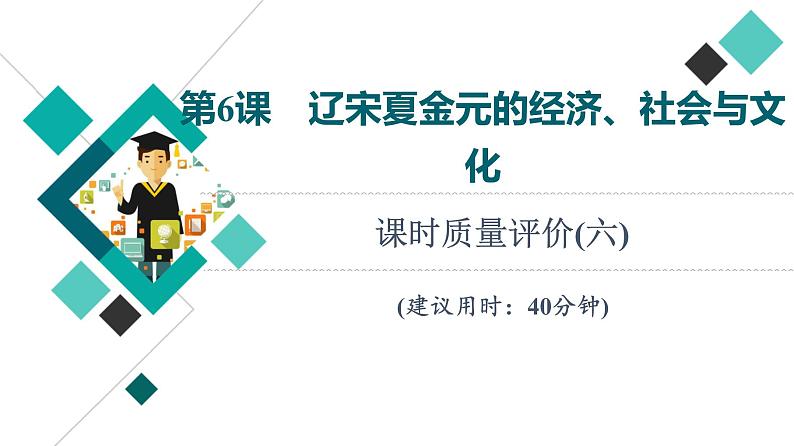 人教版高考历史一轮总复习课时质量评价6辽宋夏金元的经济、社会与文化课件01