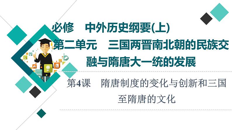 人教版高考历史一轮总复习必修上第2单元第4课隋唐制度的变化与创新和三国至隋唐的文化课件01