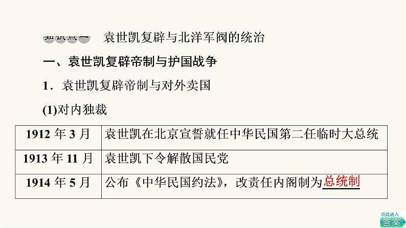 人教版高考历史一轮总复习必修上第6单元第13课北洋军阀统治时期的政治、经济与文化课件第4页