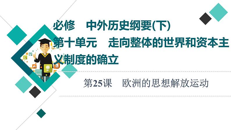 人教版高考历史一轮总复习必修下第10单元第25课欧洲的思想解放运动课件第1页