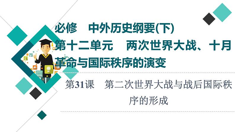 人教版高考历史一轮总复习必修下第12单元第31课第二次世界大战与战后国际秩序的形成课件第1页