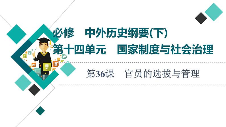 人教版高考历史一轮总复习选择性必修第14单元第36课官员的选拔与管理课件01