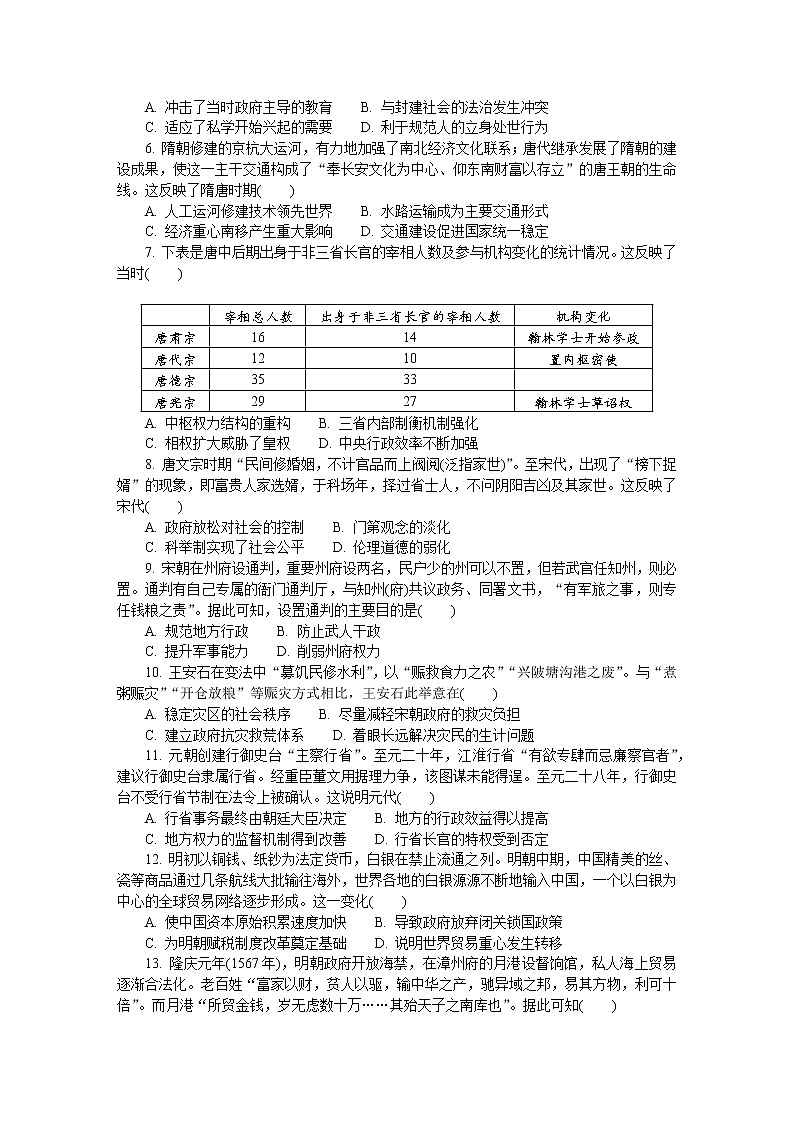 江苏省连云港市赣榆智贤中学2022-2023学年高三上学期第一次学情调研历史试题02