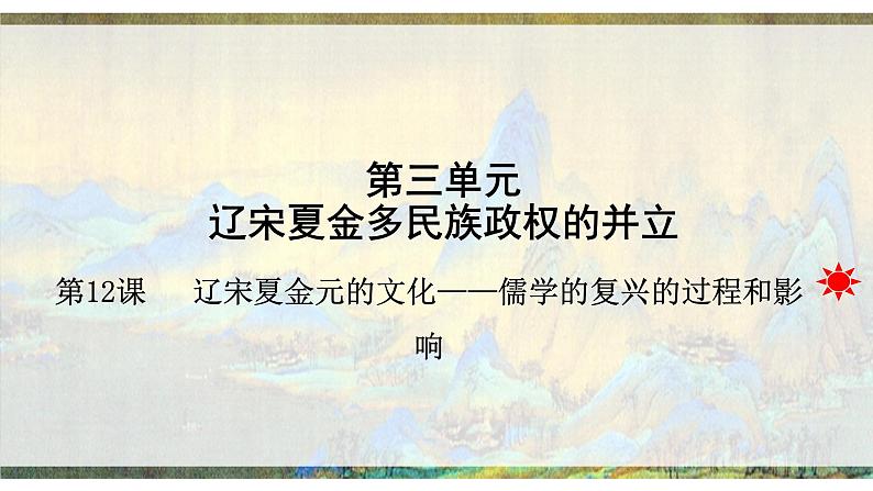 2022-2023学年高中历史统编版（2019）必修中外历史纲要上册第12课 辽宋夏金元的文化 课件第1页