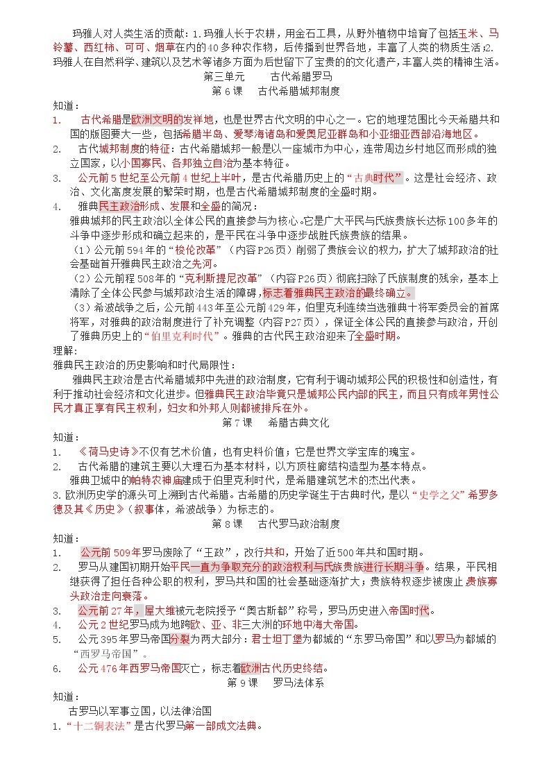 高中历史知识点归纳汇总02