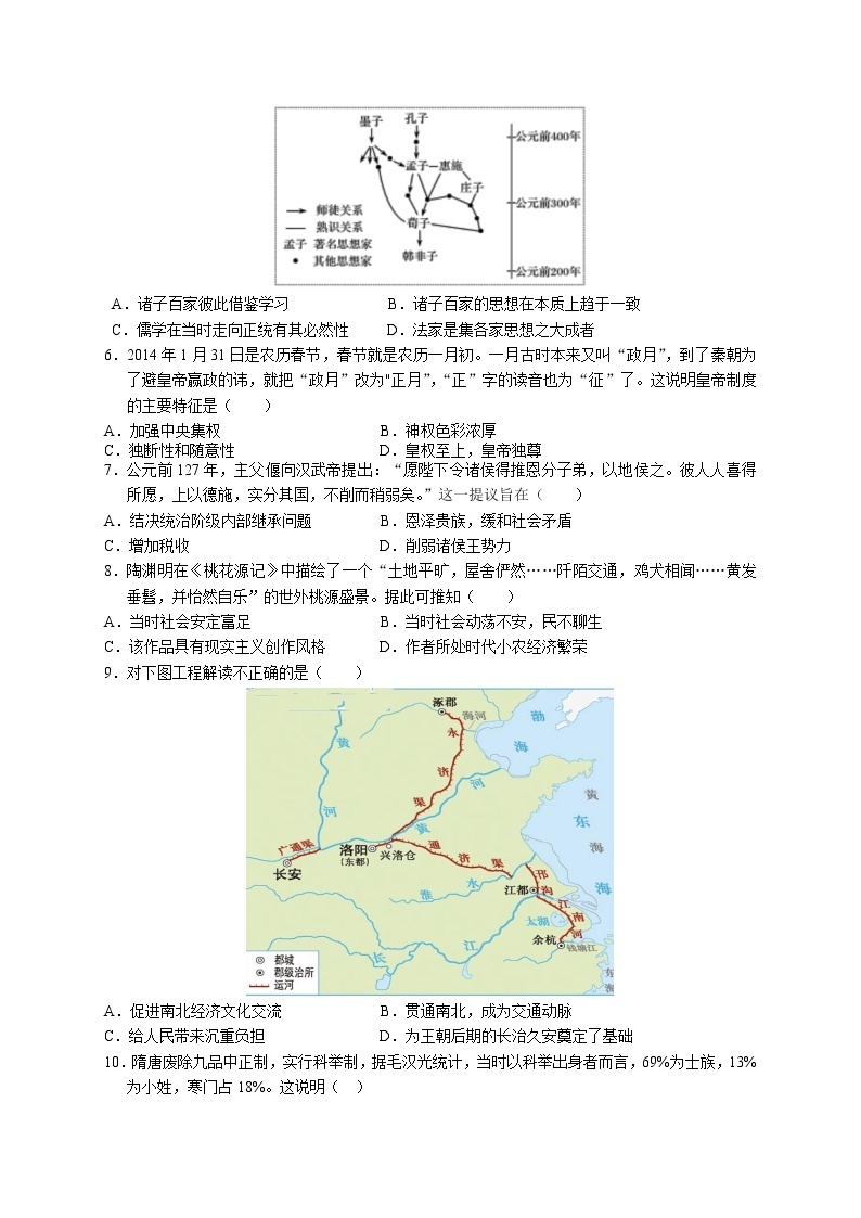 2022宜昌夷陵中学高一上学期期中考试历史试卷含答案02