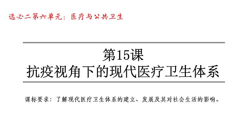 第15课 现代医疗卫生体系与社会生活课件---2022-2023学年高中历史统编版（2019）选择性必修202