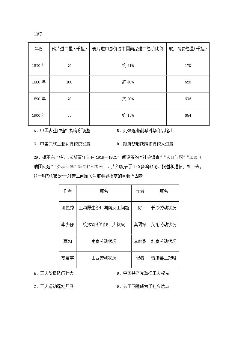 2021宁夏六盘山市高级中学高三上学期期末考试文综-历史试题含答案02