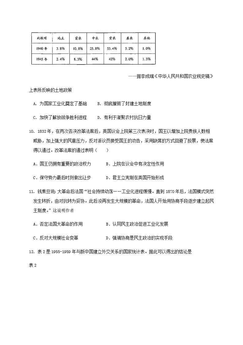 2021邯郸大名县一中高三上学期12月强化训练一历史试题含答案03