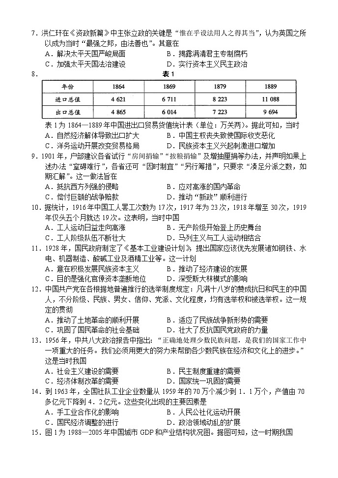 河南省十所名校2021届高中毕业班尖子生第二次考试——历史第2页