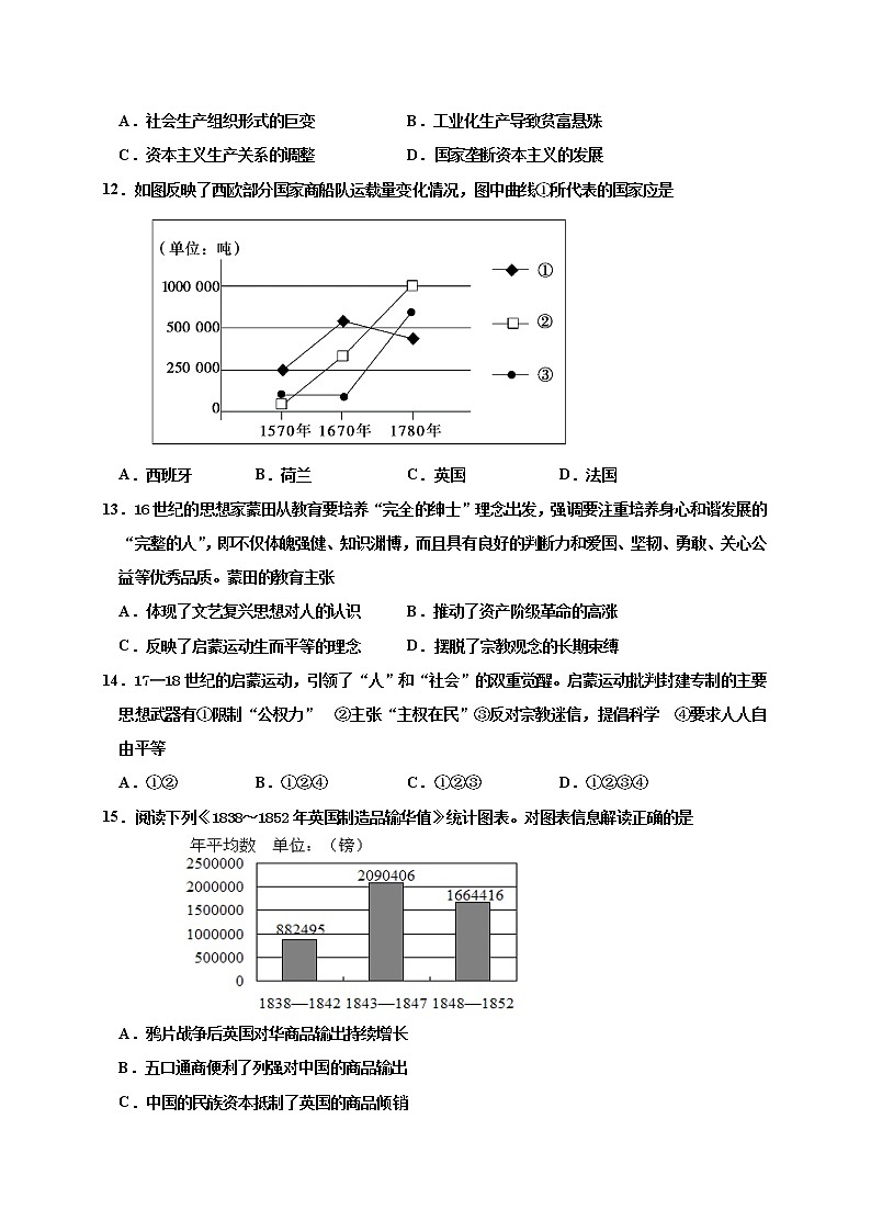 2021永安三中高三10月月考历史试题含答案第3页