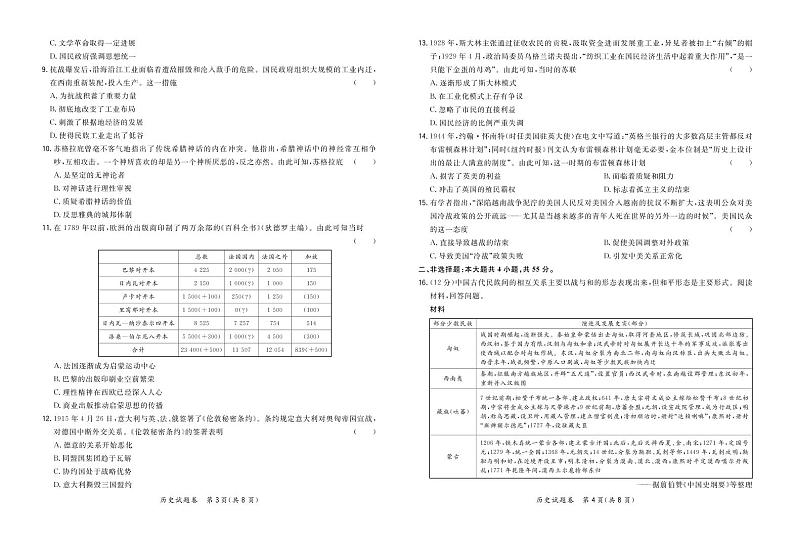 2021株洲天元区高三9月联考历史试卷PDF版含答案02