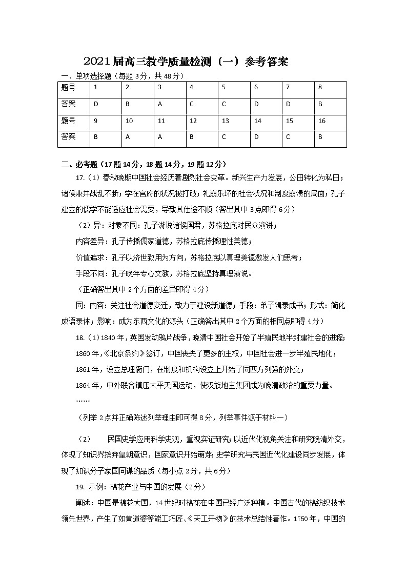 2021广州六区高三9月教学质量检测（一）历史试题PDF版含答案01