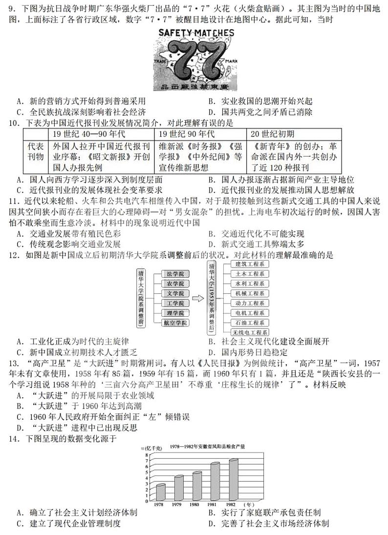 2021黑龙江省哈师大附中高三上学期开学考试历史试卷PDF版含答案第2页