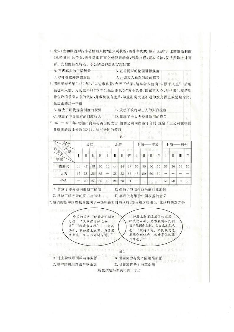 2019-2020山东省济宁市6月14三模考试历史试题扫描版无答案第2页