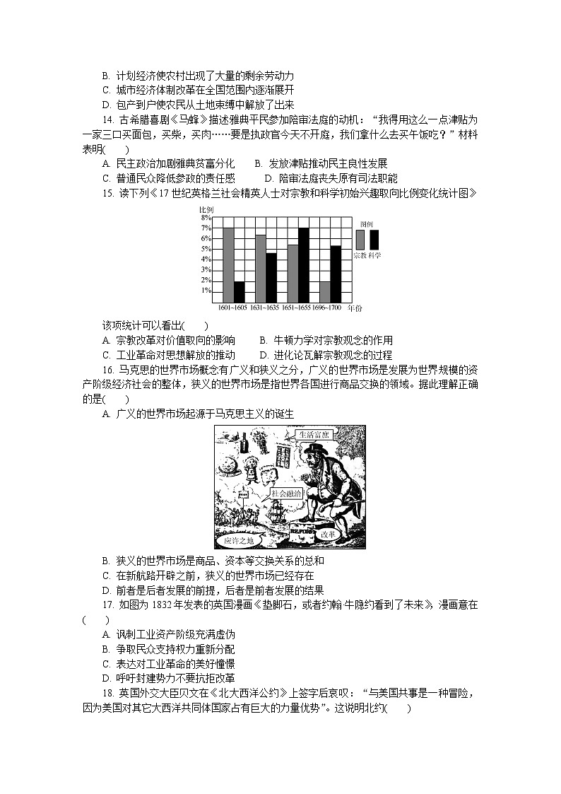 2020江苏省苏锡常镇四市高三第二次模拟考试（5月）历史含答案03