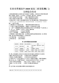 2020长春普通高中高三质量监测（三）（三模）历史试题含答案