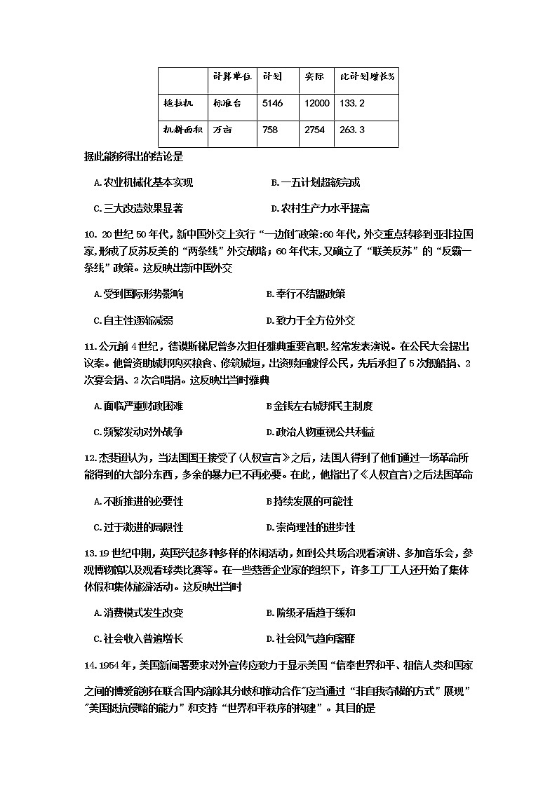 2020德州高三第一次（4月）模拟考试历史试题含答案第3页