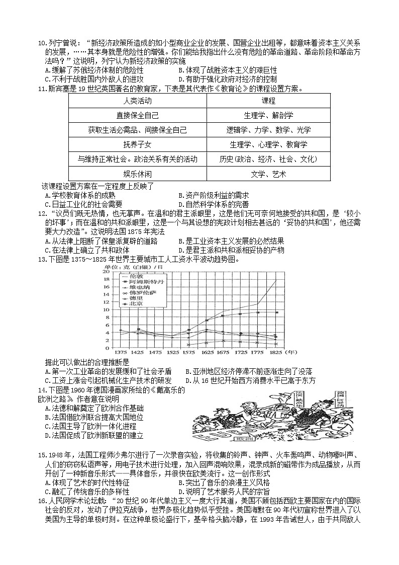 2021娄底娄星区高二下学期期中考试历史试题含答案第2页