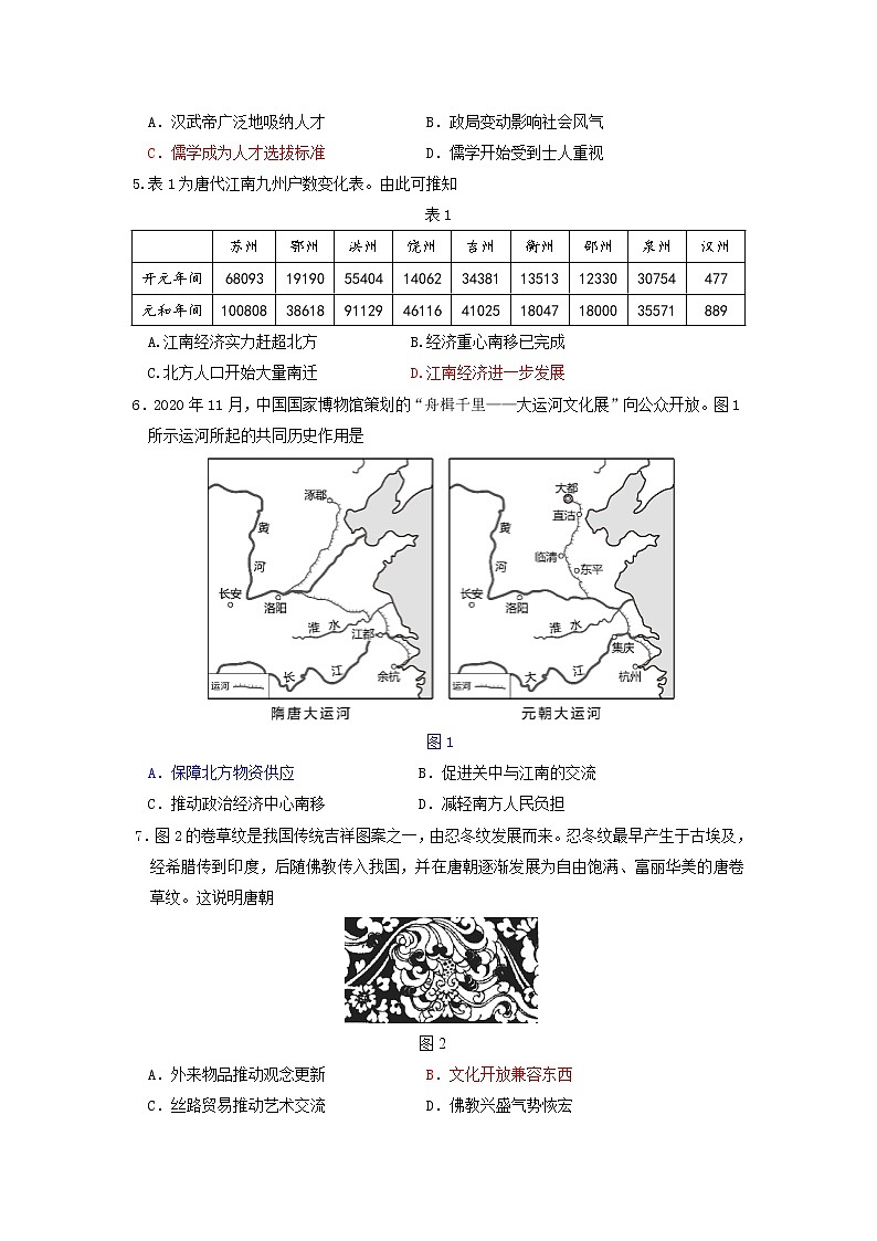 2021山东师大附中高二下学期期中学分认定考试历史试题含答案02