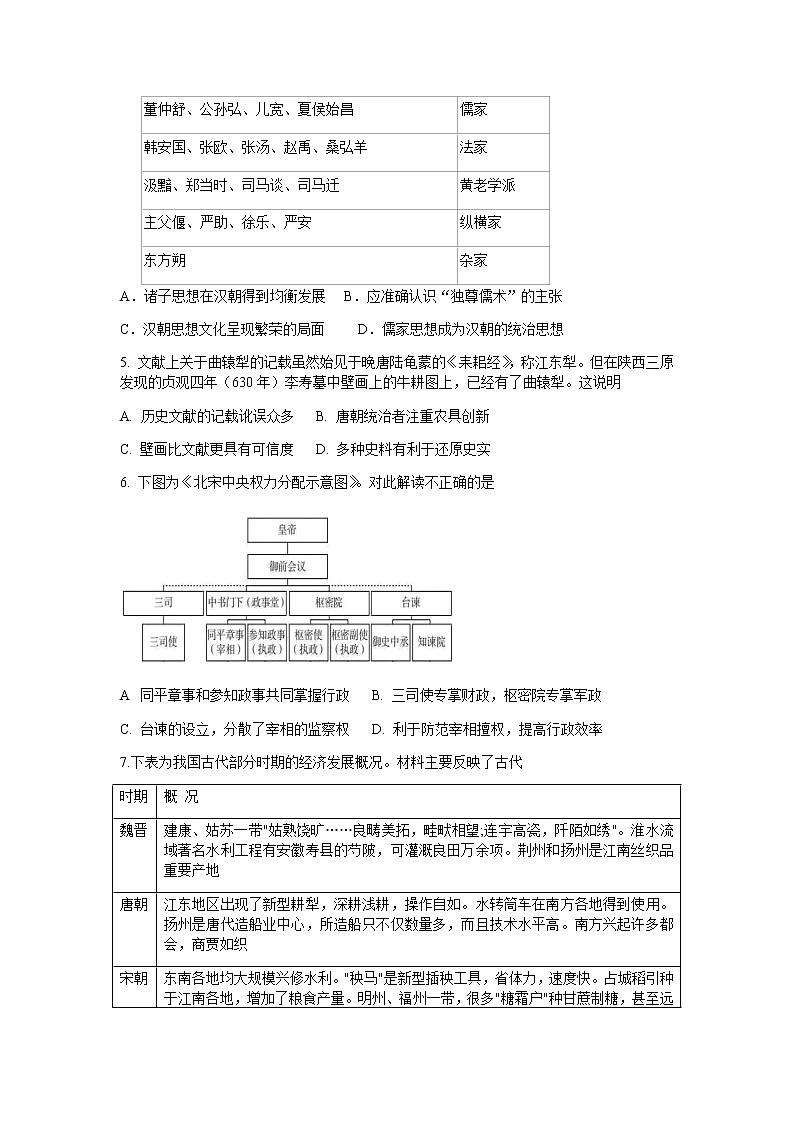 2021邯郸曲周县一中高二下学期3月月考历史试题含答案第2页