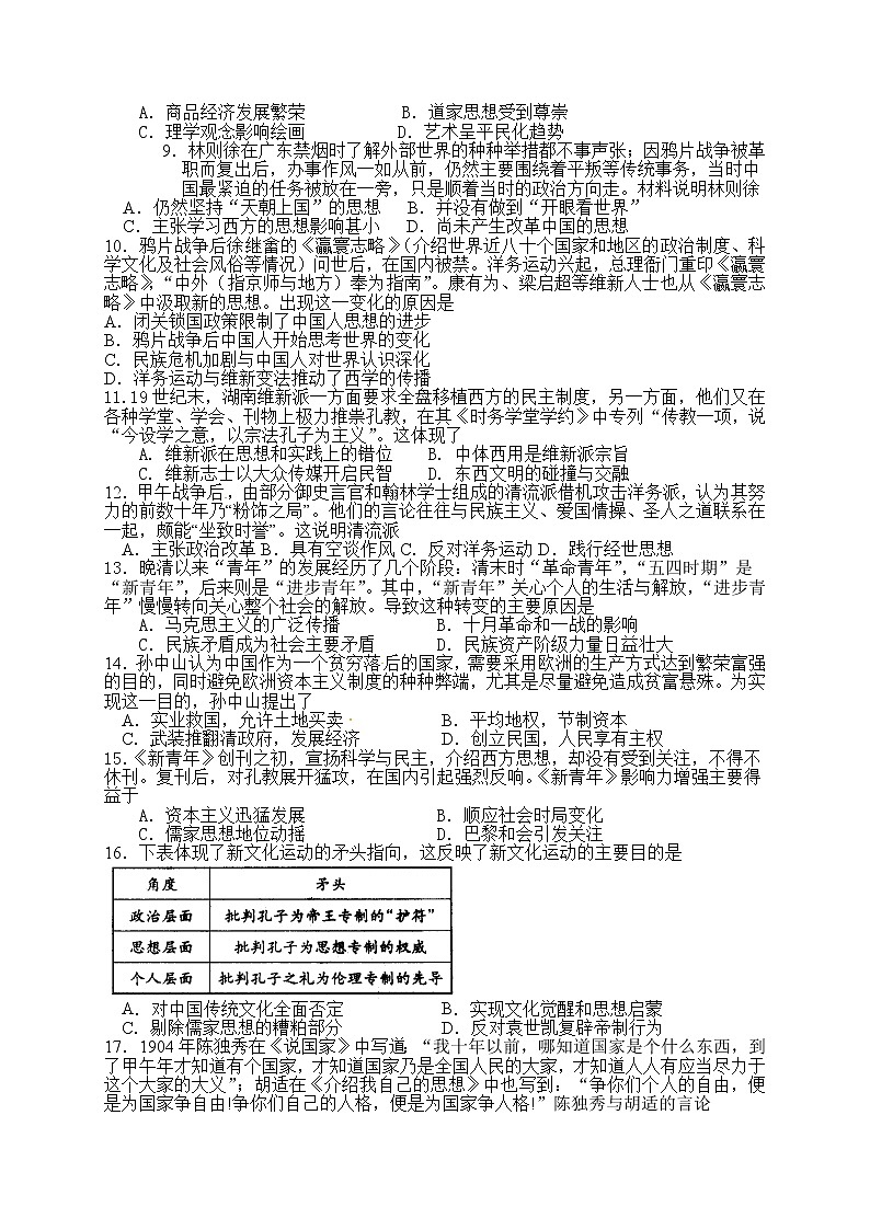 2021南昌县莲塘一中高二上学期期末检测历史试题含答案02