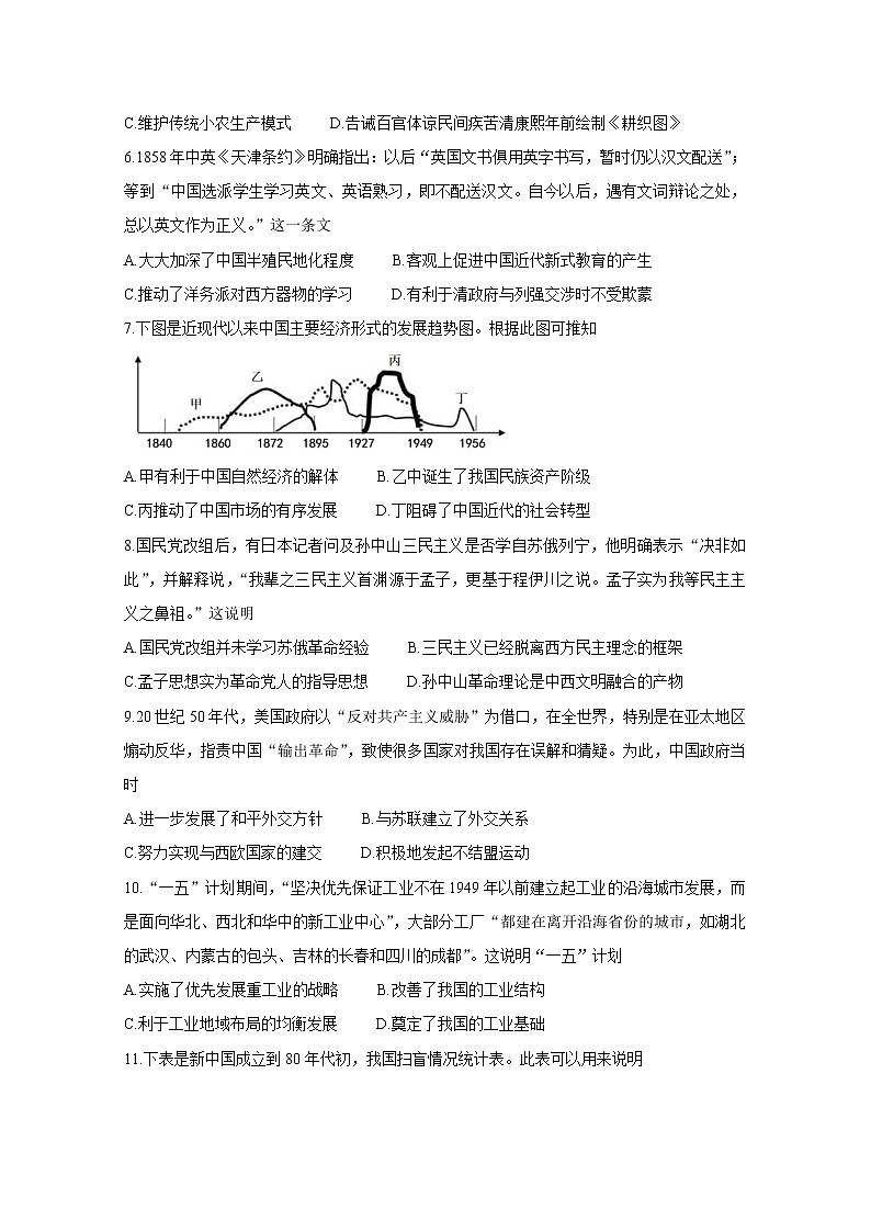 2020湖北省鄂东南教改联盟学校高二下学期期中联考试题历史含答案第2页