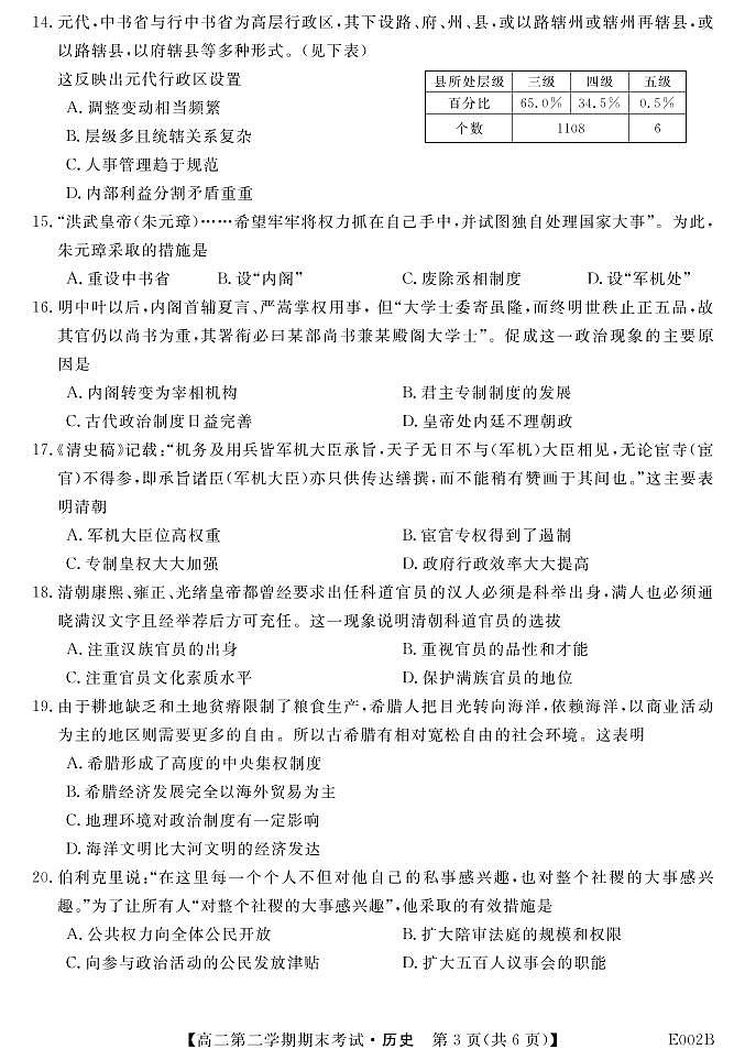 2020土默特左旗一中高二下学期期末考试历史试题（可编辑）PDF版含答案03