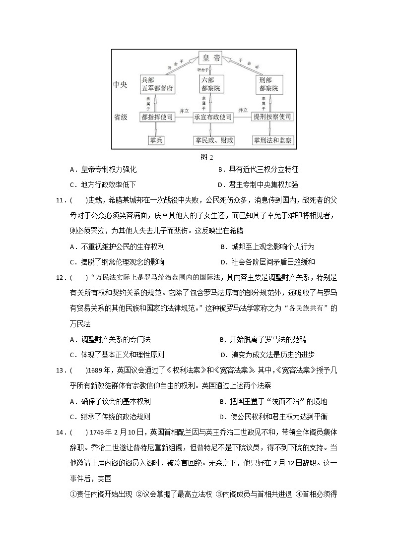 2020贺兰县景博中学高二上学期期中考试历史试题含答案03