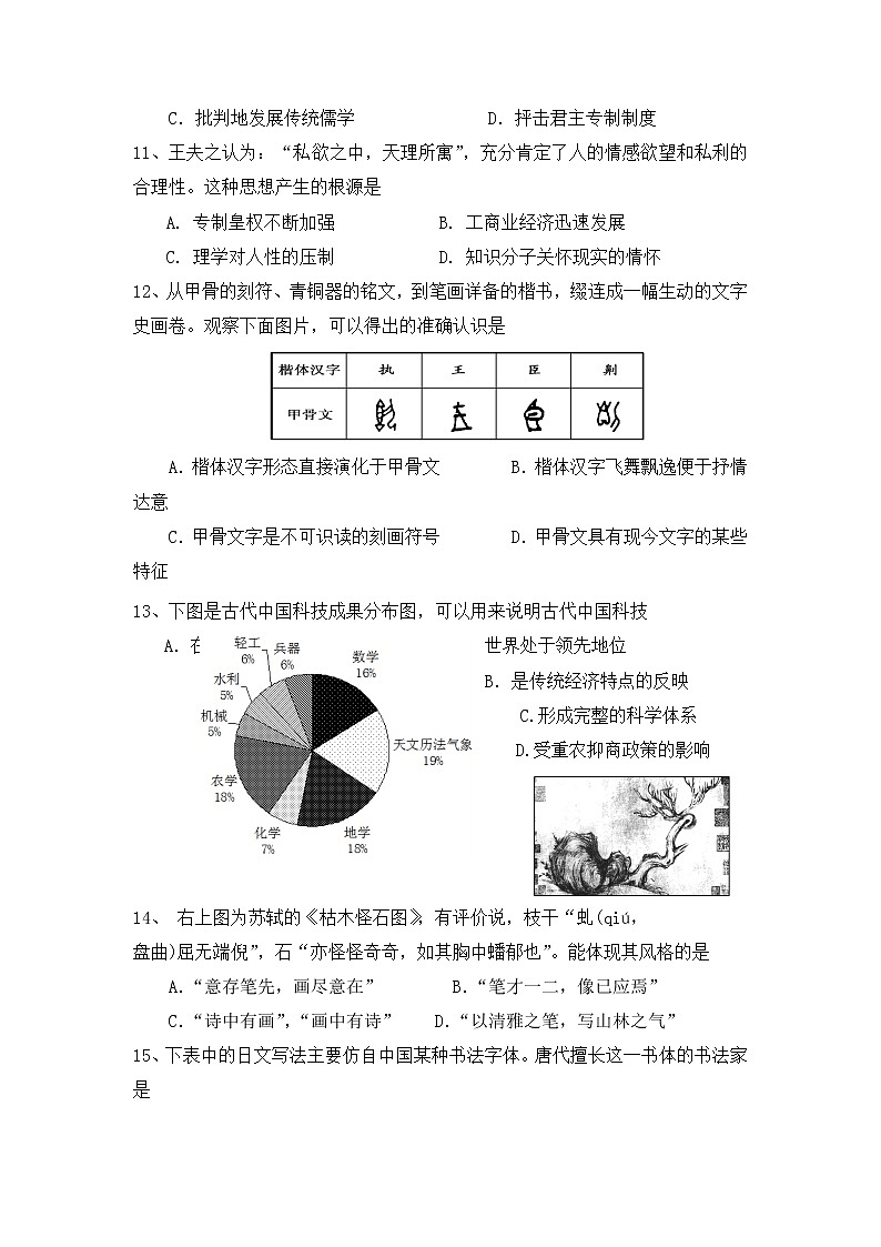 2020四川省三台中学实验学校高二上学期9月月考历史试题缺答案第3页