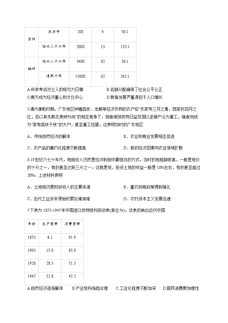 2020泸县五中高一下学期期末模拟考试历史试题含答案第2页