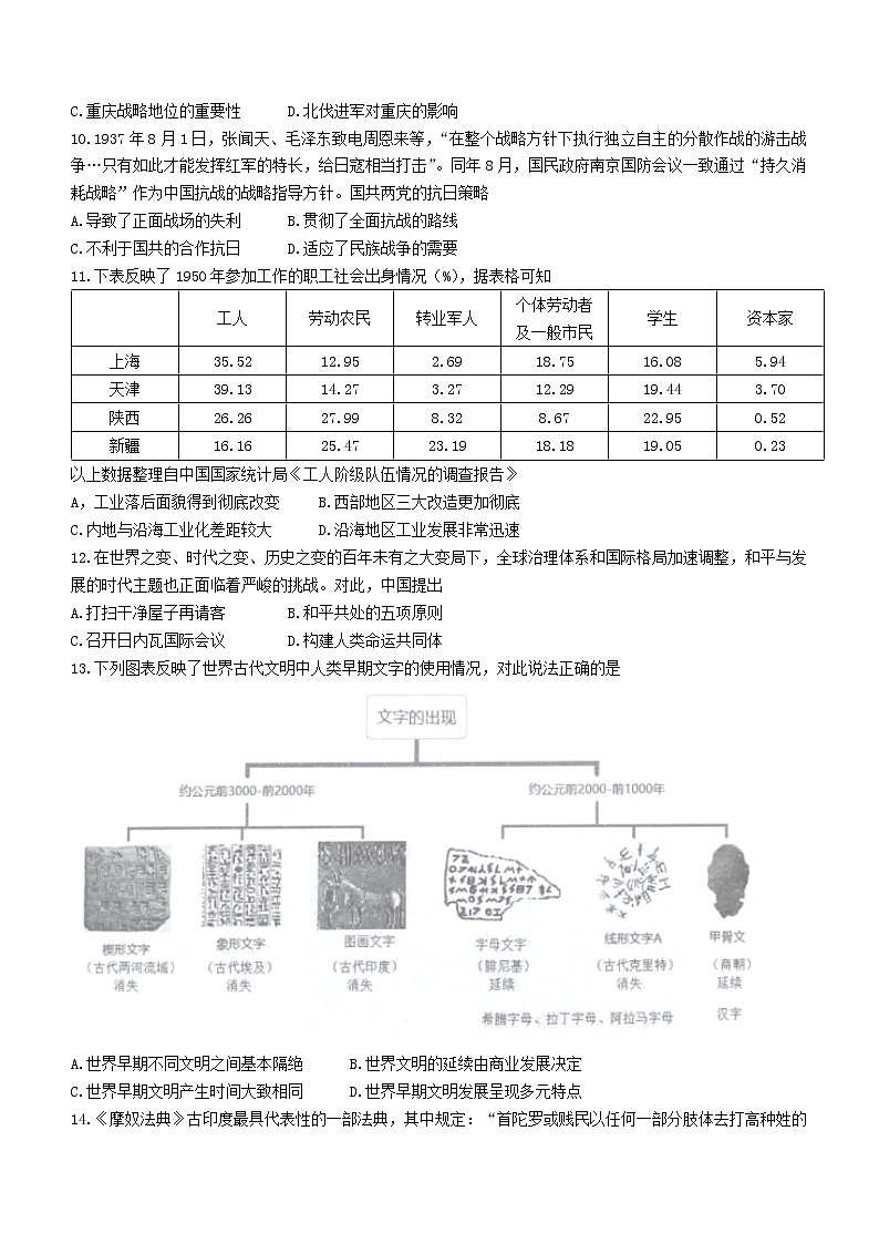 重庆市巴蜀中学2022-2023学年高二上学期第一次月考历史试题第3页