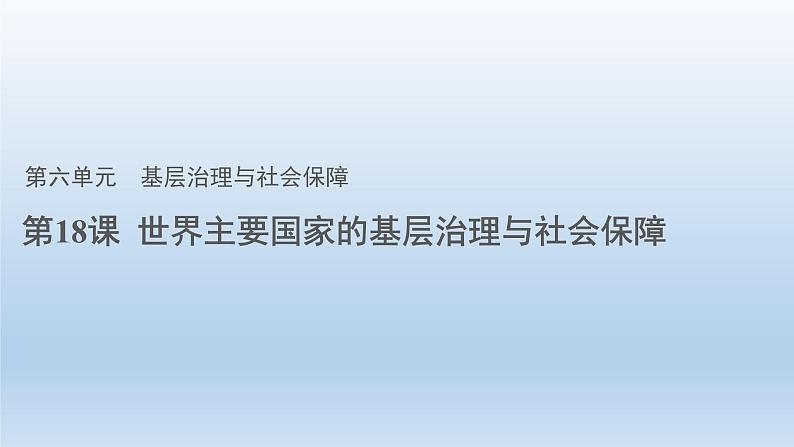 2022-2023学年高中历史统编版（2019）选择性必修一第18课 世界主要国家的基层治理与社会保障 课件第1页
