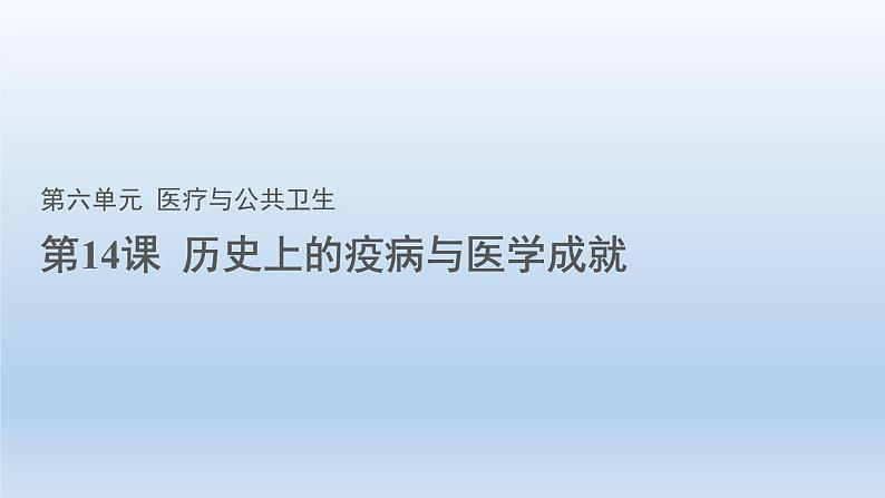 2022-2023学年统编版（2019）高中历史选择性必修2第14课 历史上的疫病与医学成就 课件第1页