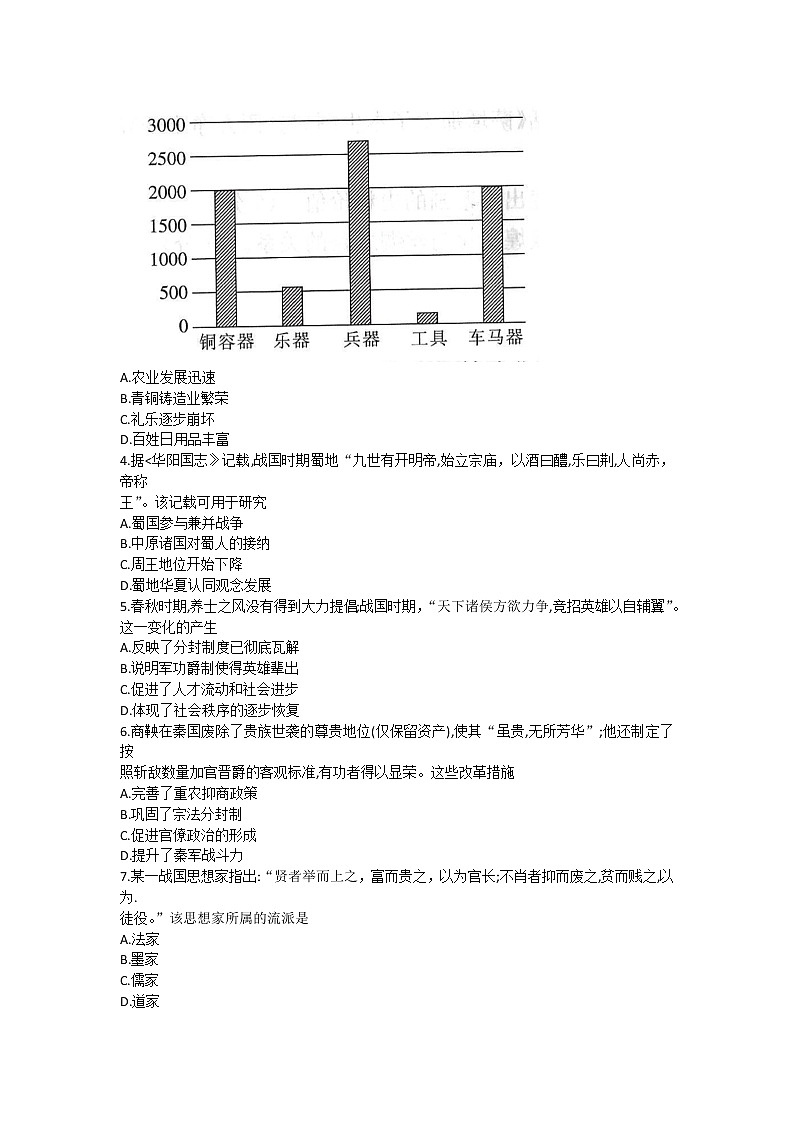 2023河南省百所名校高一上学期10月联考试题历史含答案02