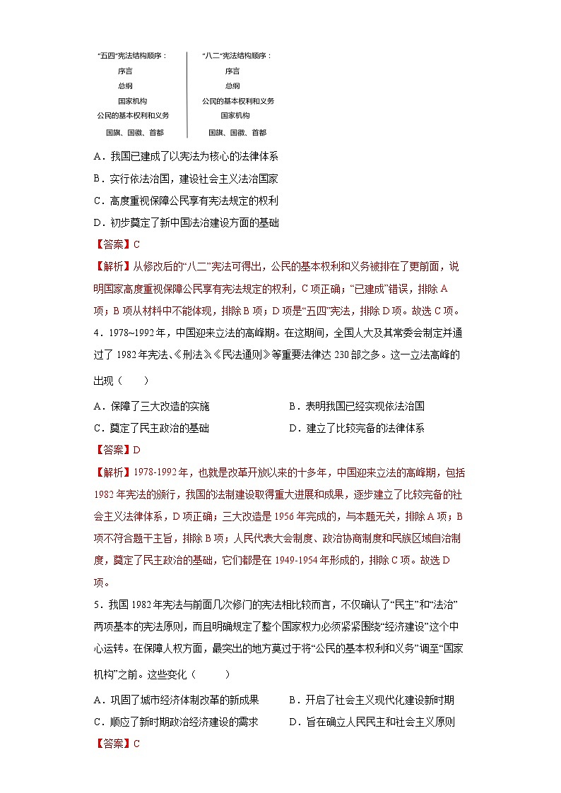 【培优分级练】统编版高中历史（选择性必修一）第10课《当代中国的法治与精神文明建设》同步分级练（含解析）02